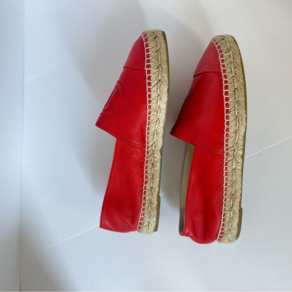 CHANEL Red Leather Espadrilles - Picture 5 of 14